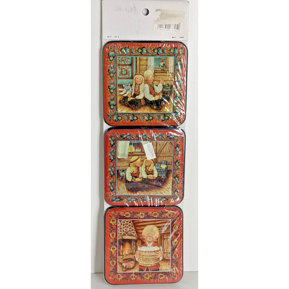 Norwegian Suzanne Toftey 6 Piece Coaster Set Children Christmas Elf NEW - Picture 8 of 8